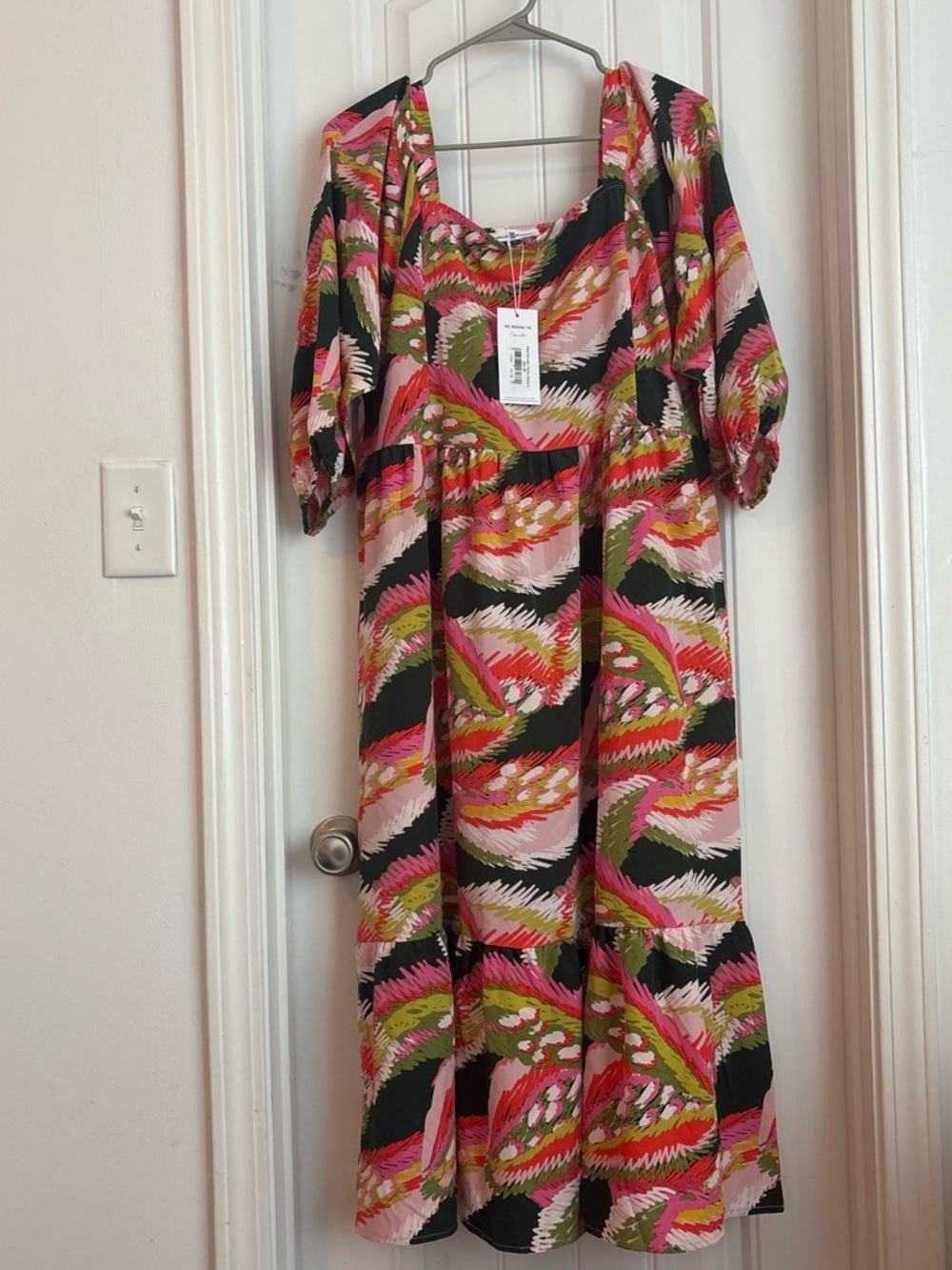Floral Wave Midi Dress in Pink Multi